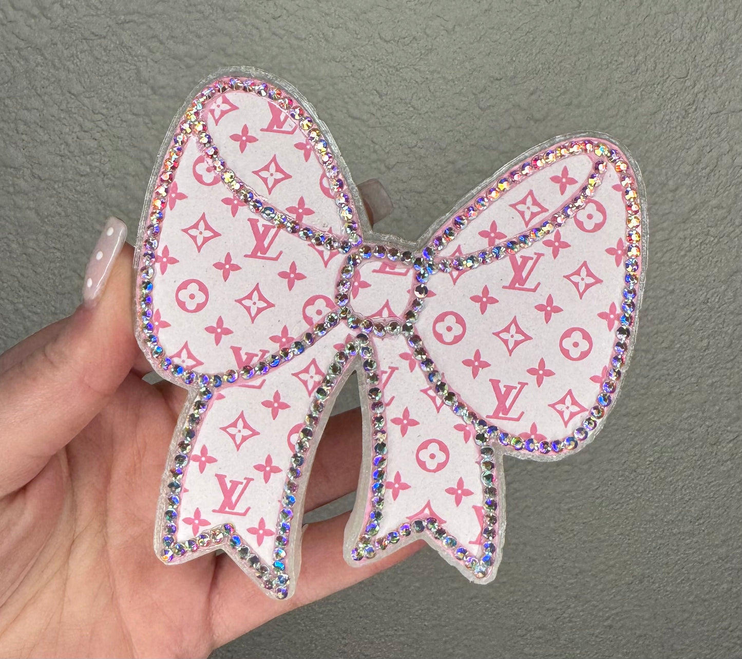 WHOLESALE - PINK LV monogram Bow Freshie (Add Rhinestones)