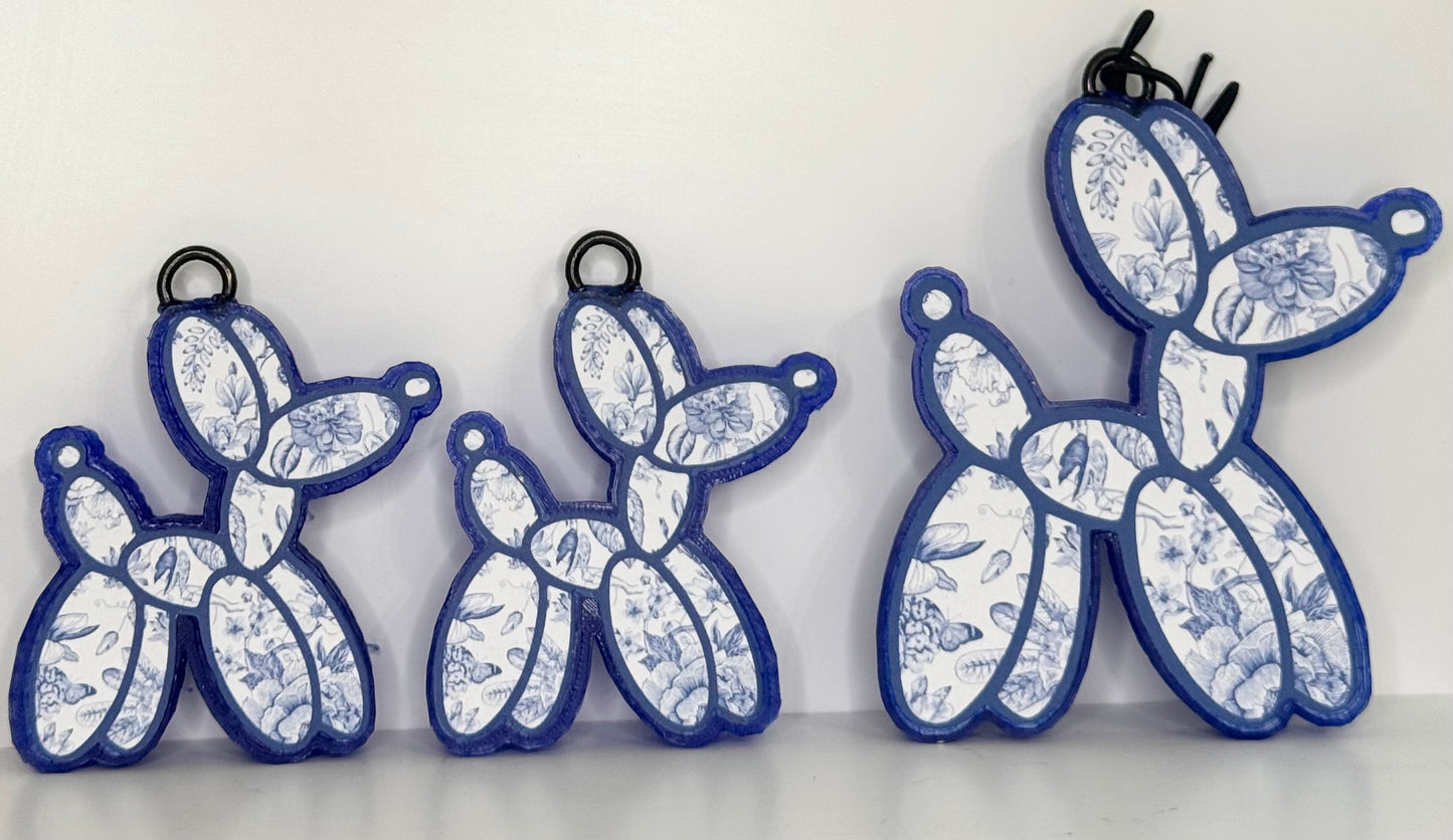 WHOLESALE - Blue & White Floral Balloon Dog Freshie