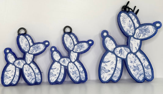 WHOLESALE - Blue & White Floral Balloon Dog Freshie