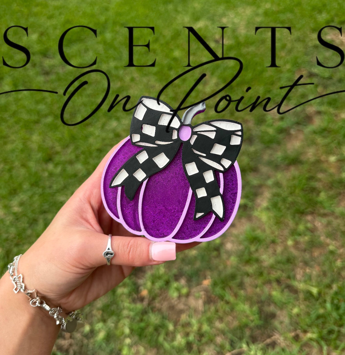 CUSTOM Checkered Bow Pumpkin Freshie