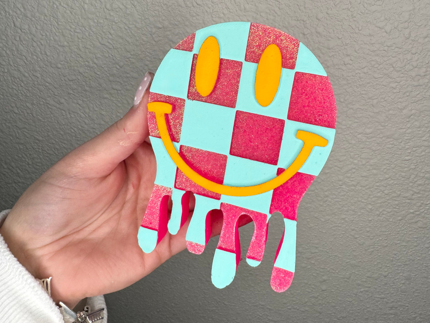 WHOLESALE - Drip Checkered Print Smiley Face Freshie