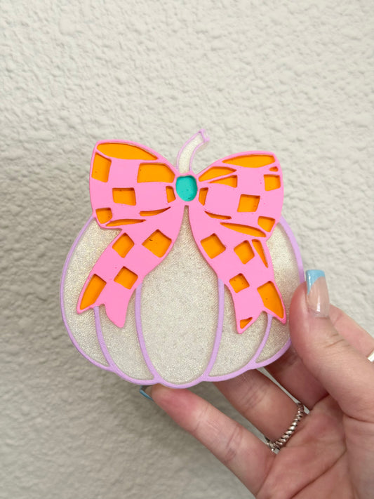CUSTOM Checkered Bow Pumpkin Freshie